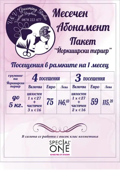 V&V Grooming Studio Veselina Stoycheva | Груминг за Пудел, Йорки, Померан Пловдив, Каменица