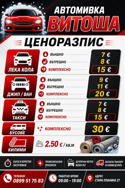 Пране на килими Витоша-Шумен