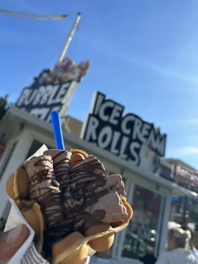 Icecream rolls and bubble waffles