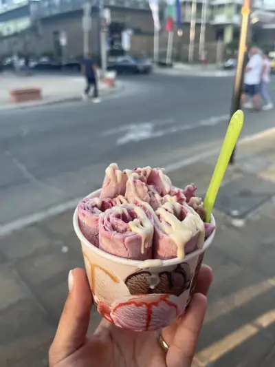 Icecream rolls and bubble waffles
