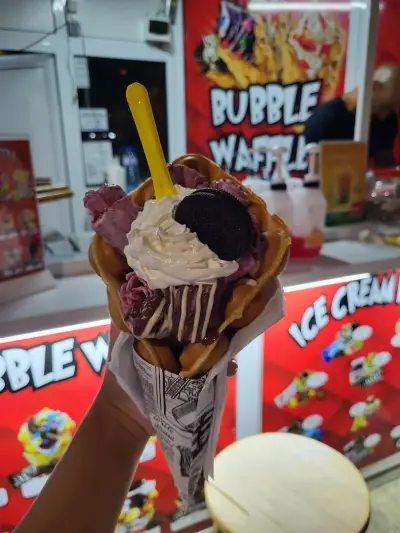 Icecream rolls and bubble waffles