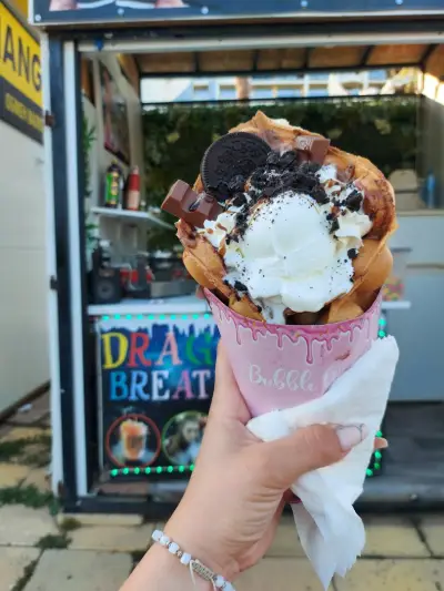 Bubble Waffle Dragon breath and Baked Mini Donuts