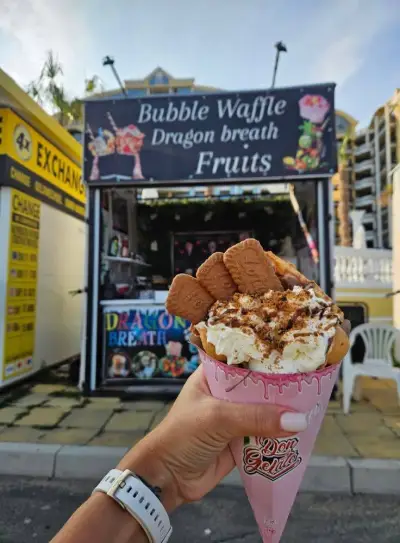 Bubble Waffle Dragon breath and Baked Mini Donuts