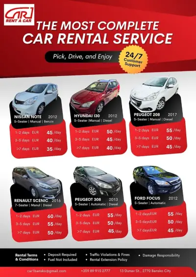 Car 1 Rent a car and Transfers Bansko