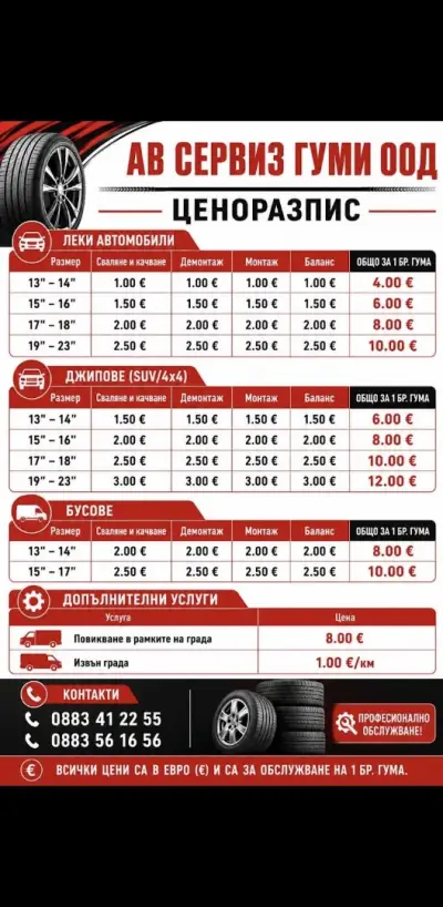 АВ МОБИЛЕН СЕРВИЗ ЗА ГУМИ \\ AV MOBILE TYRE SERVICE