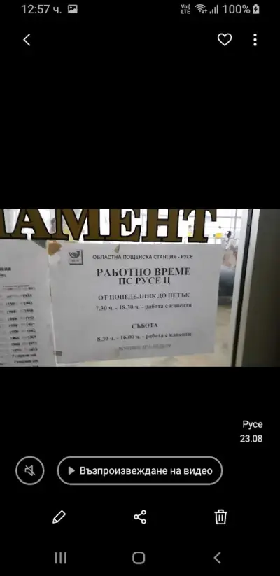 ТЕРИТОРИАЛНО ПОДЕЛЕНИЕ БЪЛГАРСКИ ПОЩИ - РУСЕ